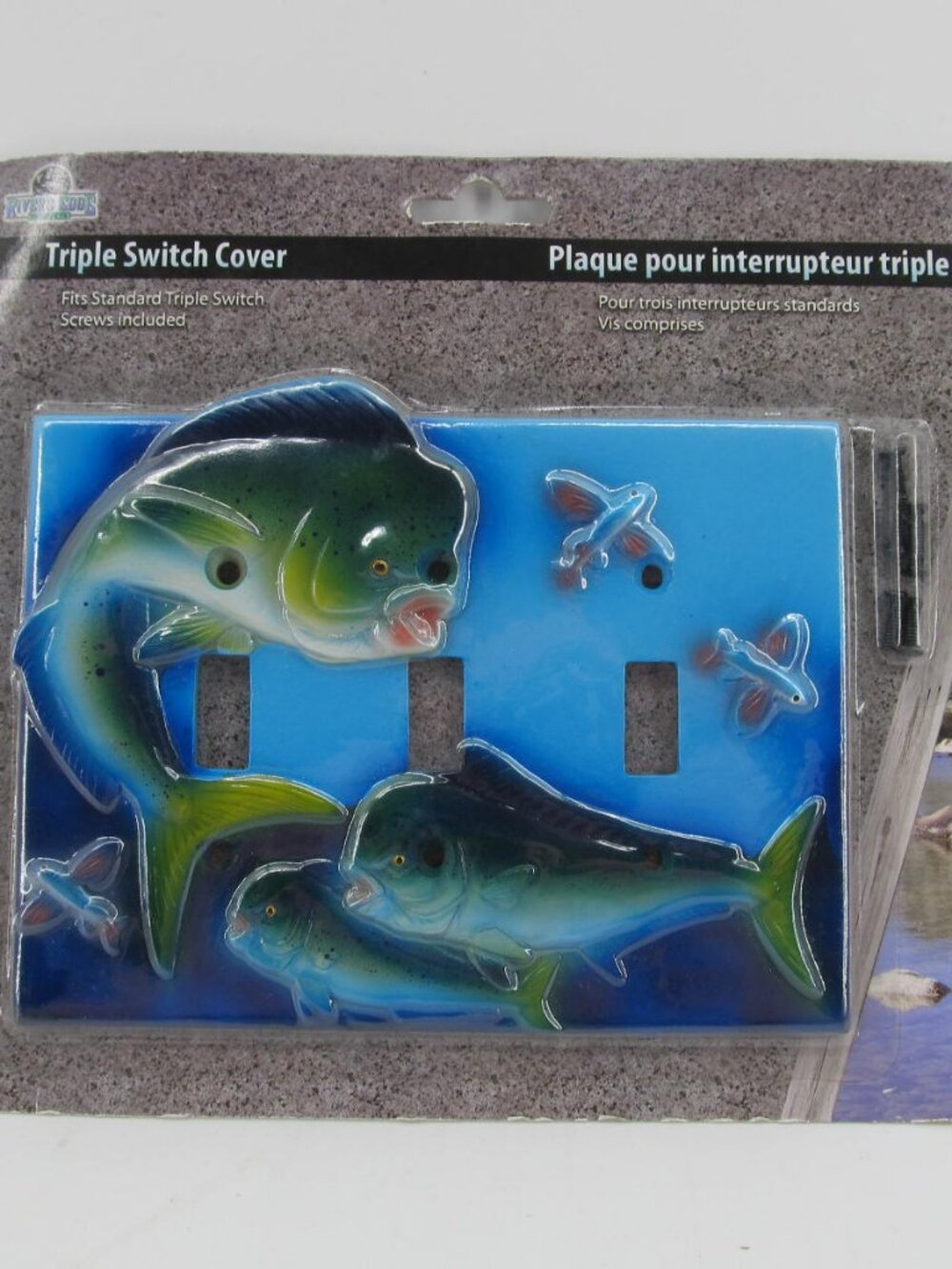 Rivers Edge triple Switch Cover Plate - Fish Design - New